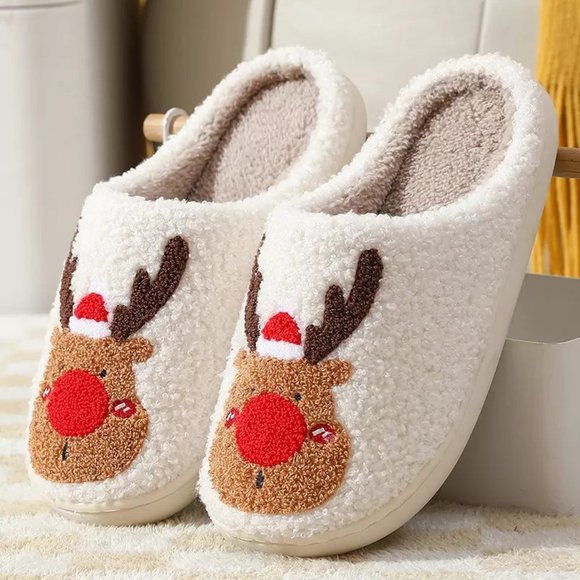 Elk Pattern Slippers for Christmas - Picture 1 of 1